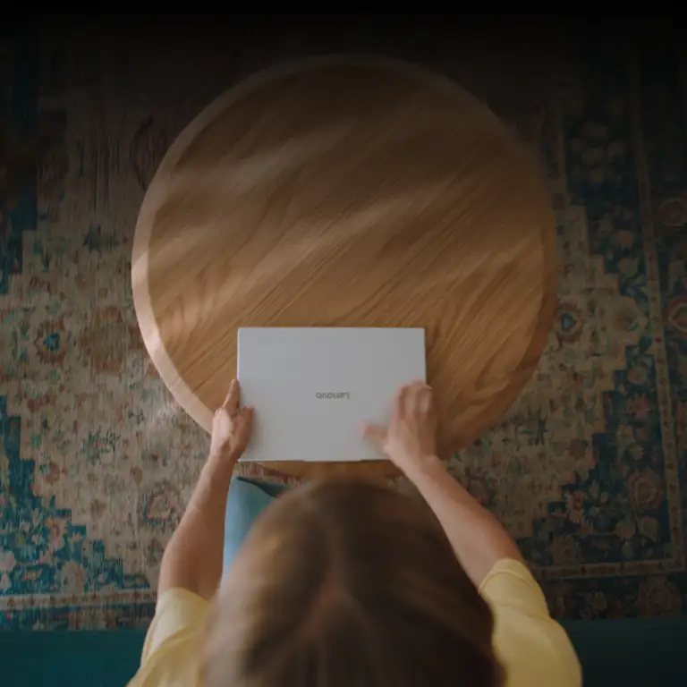 Video which rotates around different people using a Chromebook. The video resolves with a Chromebook Plus device facing forward.